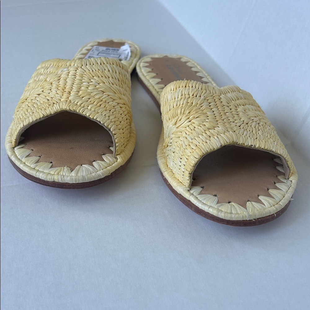 Jeffrey Campbell Yellow Woven Espadrille Slides size 9 but fits like a 8, 8.5